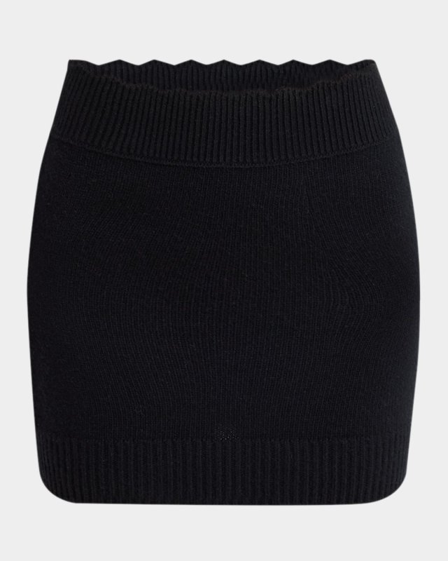Scalloped Wool & Cashmere Knit Mini Skirt